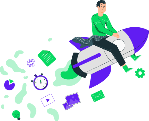 Imagem homem em cima de um foguete